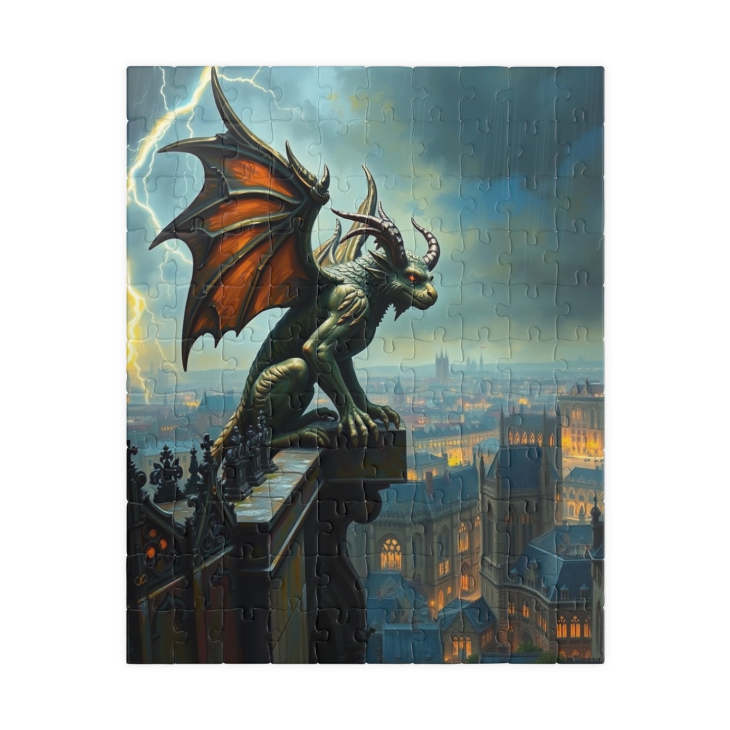 Mythical Creature Jigsaw Puzzle - Gothic Gargoyle Design, Fantasy Home Decor, Gift for Puzzle Lovers, Halloween Activities Brain Teaser 110 pcs (Vertical) Puzzle The Puzzle Chest
