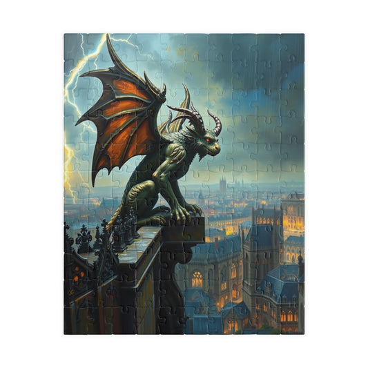 Mythical Creature Jigsaw Puzzle - Gothic Gargoyle Design, Fantasy Home Decor, Gift for Puzzle Lovers, Halloween Activities Brain Teaser 110 pcs (Vertical) Puzzle The Puzzle Chest