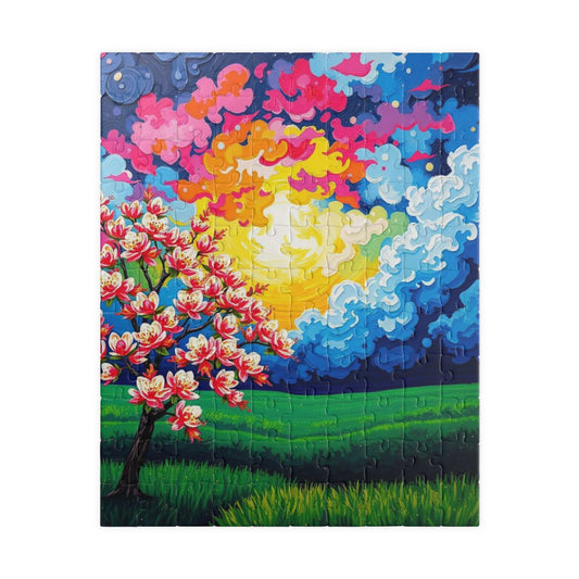 Colorful Floral Landscape Puzzle for Adults | Gift for Family Game Night Brain Teaser, Birthday, Holiday Decor, Mindfulness 110 pcs (Vertical) Puzzle The Puzzle Chest
