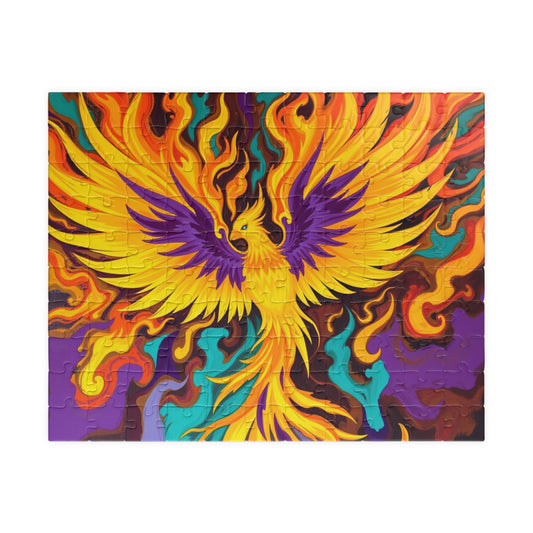 Abstract Phoenix Rising Jigsaw Puzzle (110-1014 Piece), Firebird Engulfed in Vibrant Flames 110 pcs (Horizontal) Puzzle The Puzzle Chest