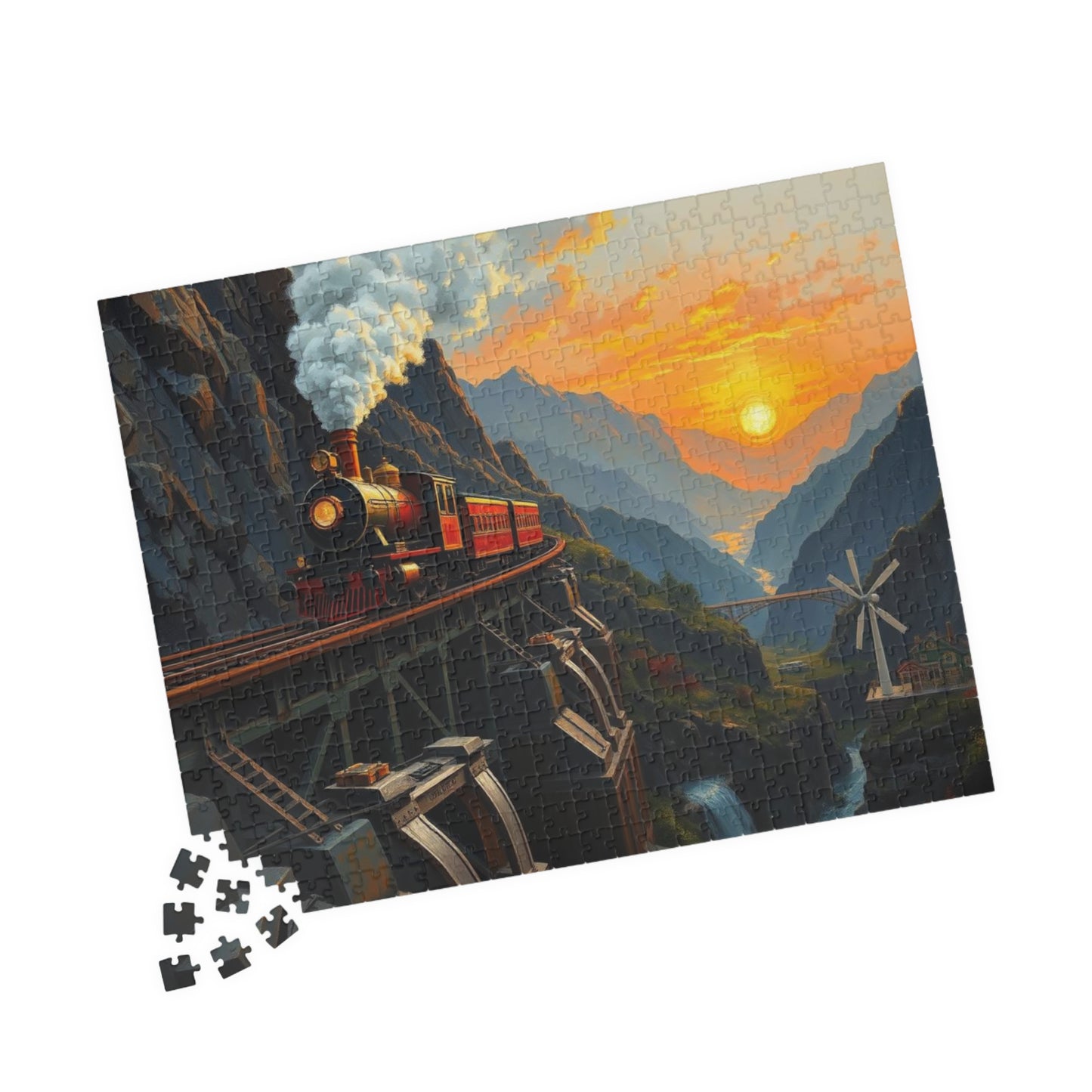Scenic Steampunk Train Adventure Puzzle, Enchanting Landscape Jigsaw for Family Fun, Gifts for Train Lovers, Home Entertainment Brain Teaser Puzzle The Puzzle Chest