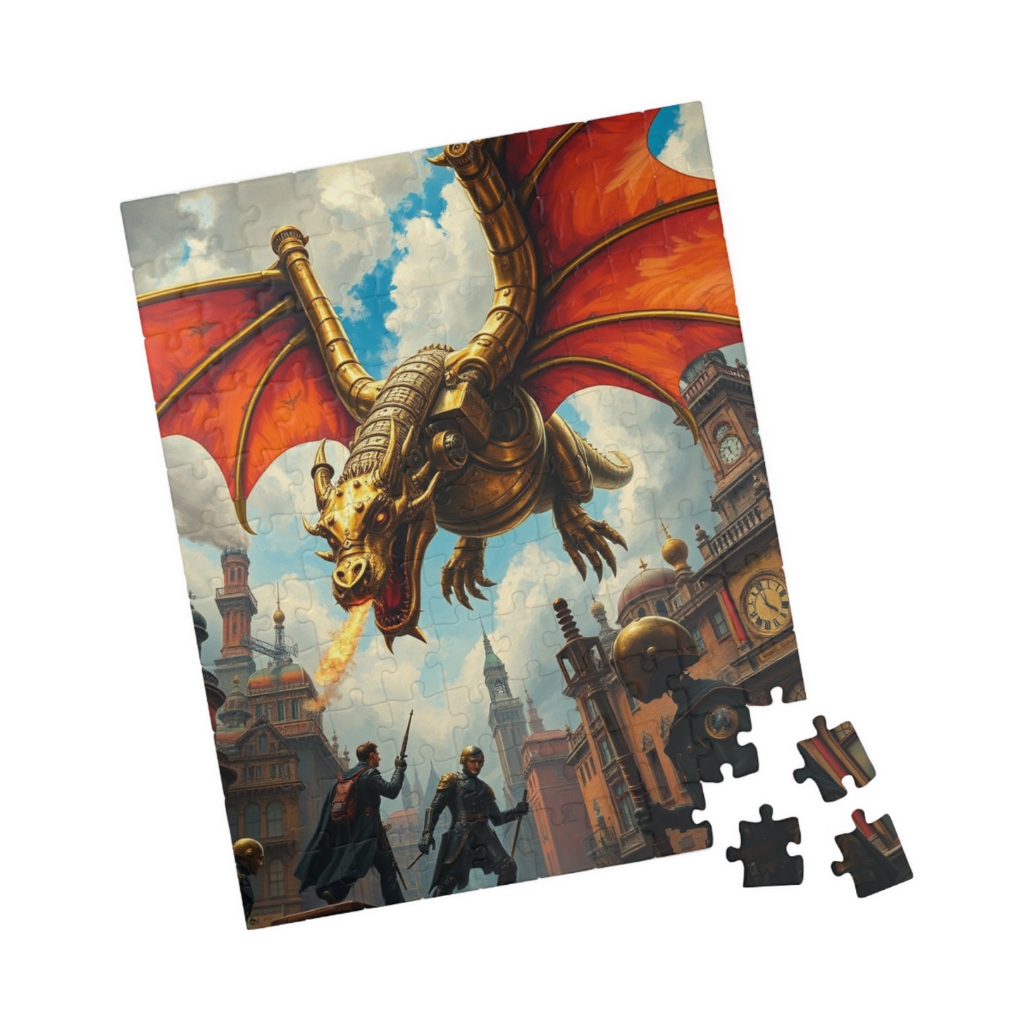Steampunk Dragon Puzzle, Mechanical Jigsaw Game, Brass Plated Gears, Victorian Metropolis, Home Activity, Puzzle Lover Gift, Brain Teaser Puzzle The Puzzle Chest