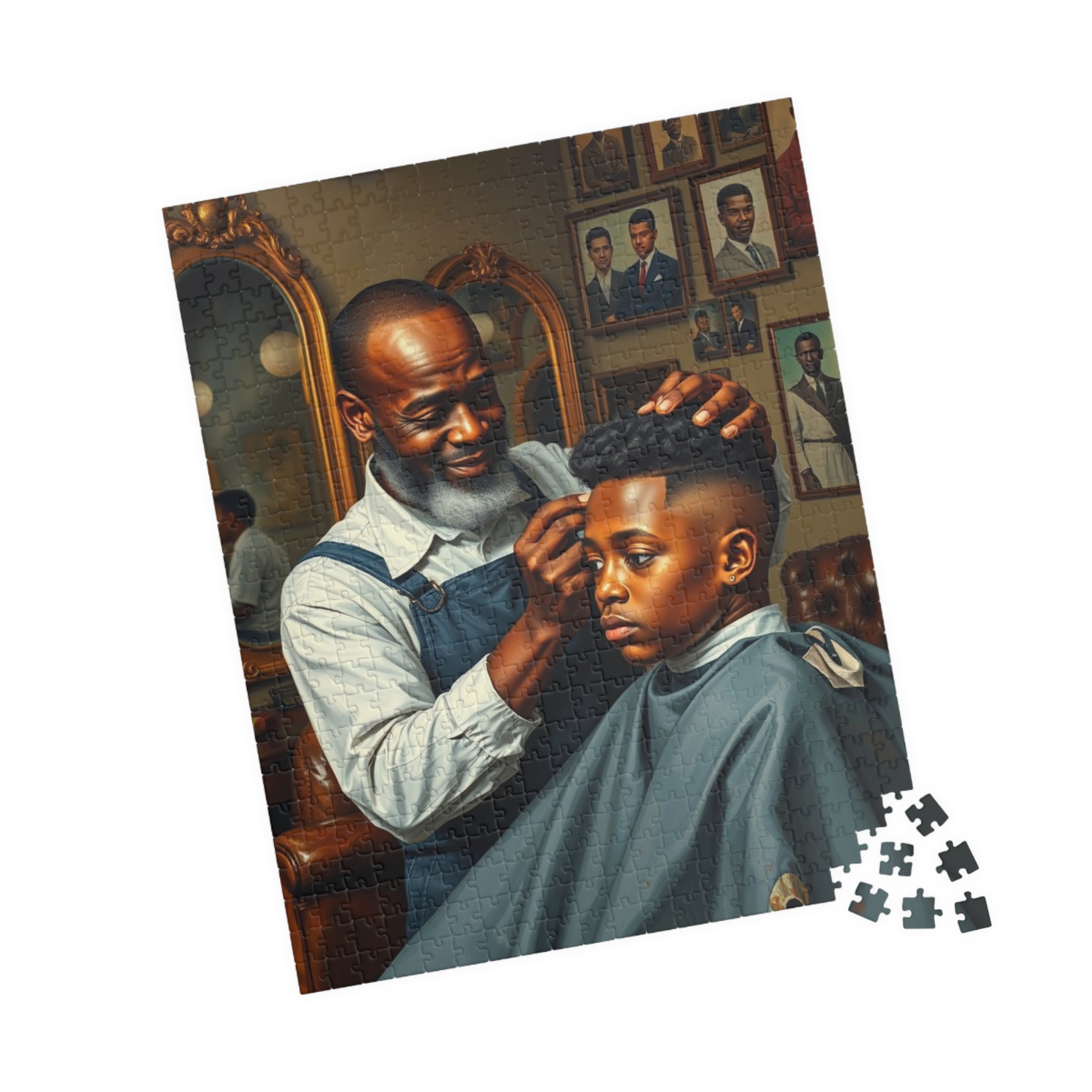 Barber Shop Jigsaw Puzzle, Afrocentric Scene, Black Family Fun Game, Solo Entertainment, Gift for Adult Puzzle Lover Puzzle The Puzzle Chest