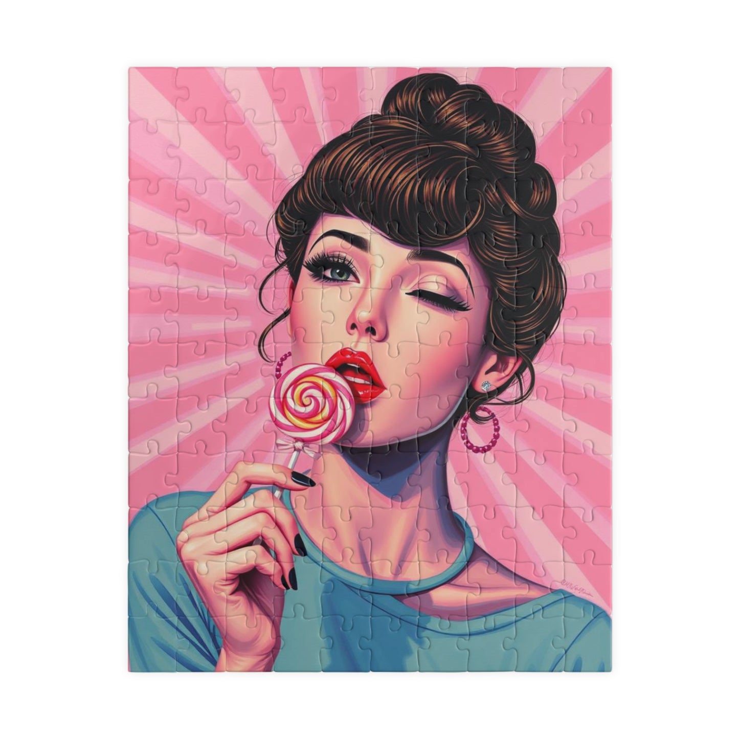 Candy Girl Pop Art Jigsaw Puzzle, Vintage Glamour Puzzle 110 - 1014-piece, Retro Gift for Puzzle Lovers, Home Activity, Fun Collectible