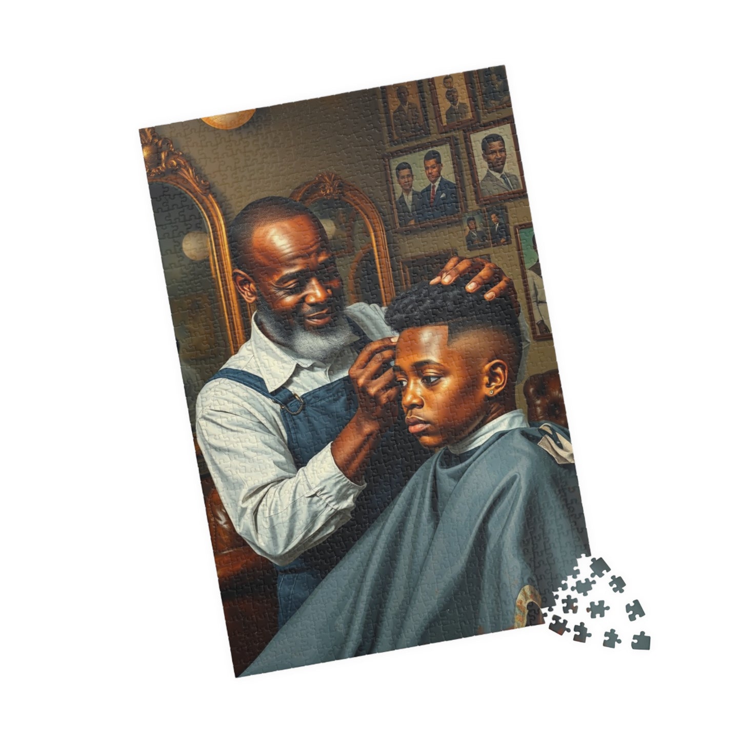 Barber Shop Jigsaw Puzzle, Afrocentric Scene, Black Family Fun Game, Solo Entertainment, Gift for Adult Puzzle Lover Puzzle The Puzzle Chest