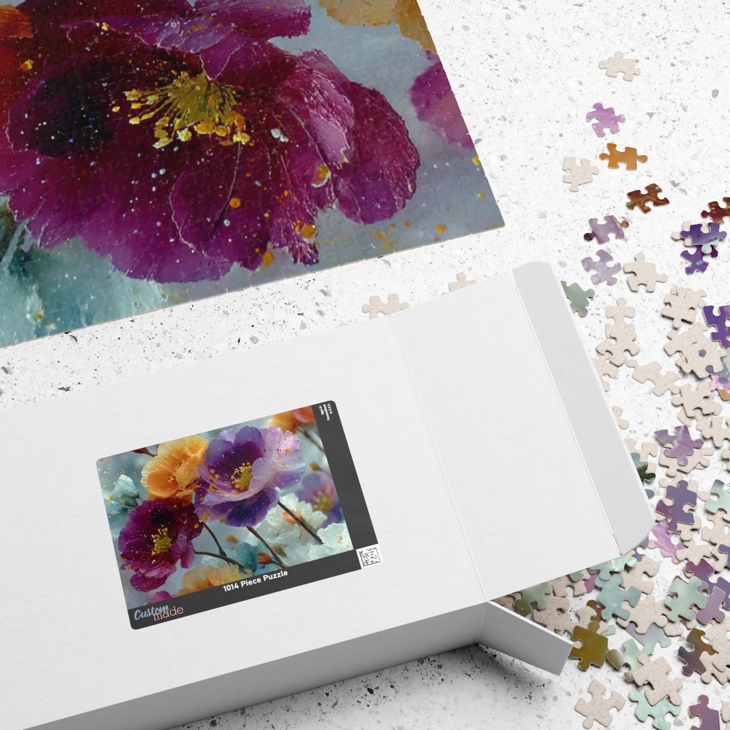 Ethereal Petals Jigsaw Puzzle - Vibrant Wildflowers in a Dreamlike Landscape
