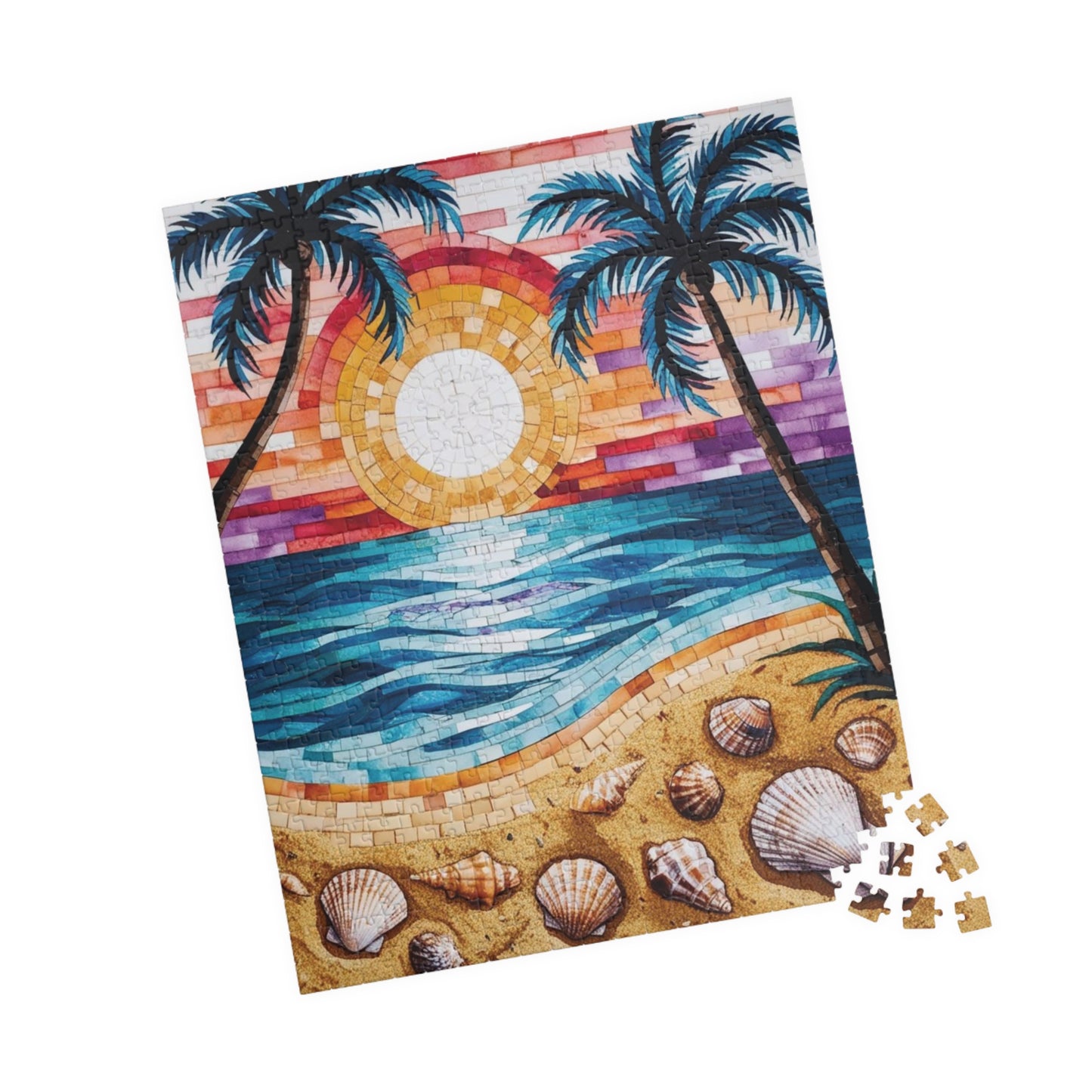 Tropical Beach Mosaic Jigsaw Puzzle, Relaxing Beach Scene, Vacation Family Game, Mindfulness Activity, Family Fun, Beach Lover Gifted Puzzle Puzzle The Puzzle Chest