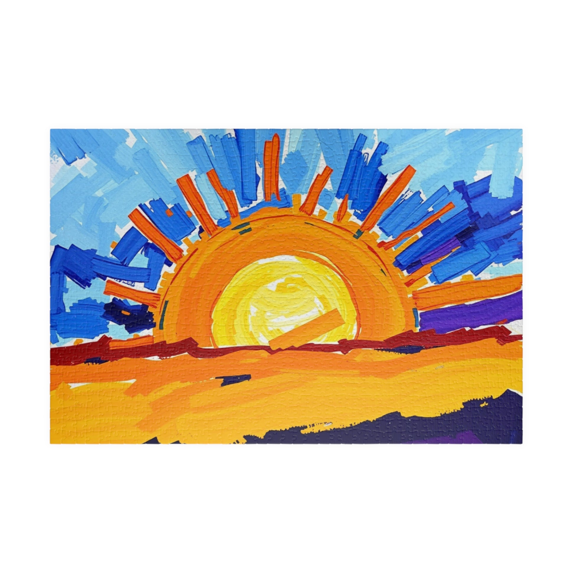 Abstract Sunrise Jigsaw Puzzle - Impasto Style Bursts of Warm and Cool Tones for Art Enthusiast 1014 pcs (Horizontal) Puzzle The Puzzle Chest