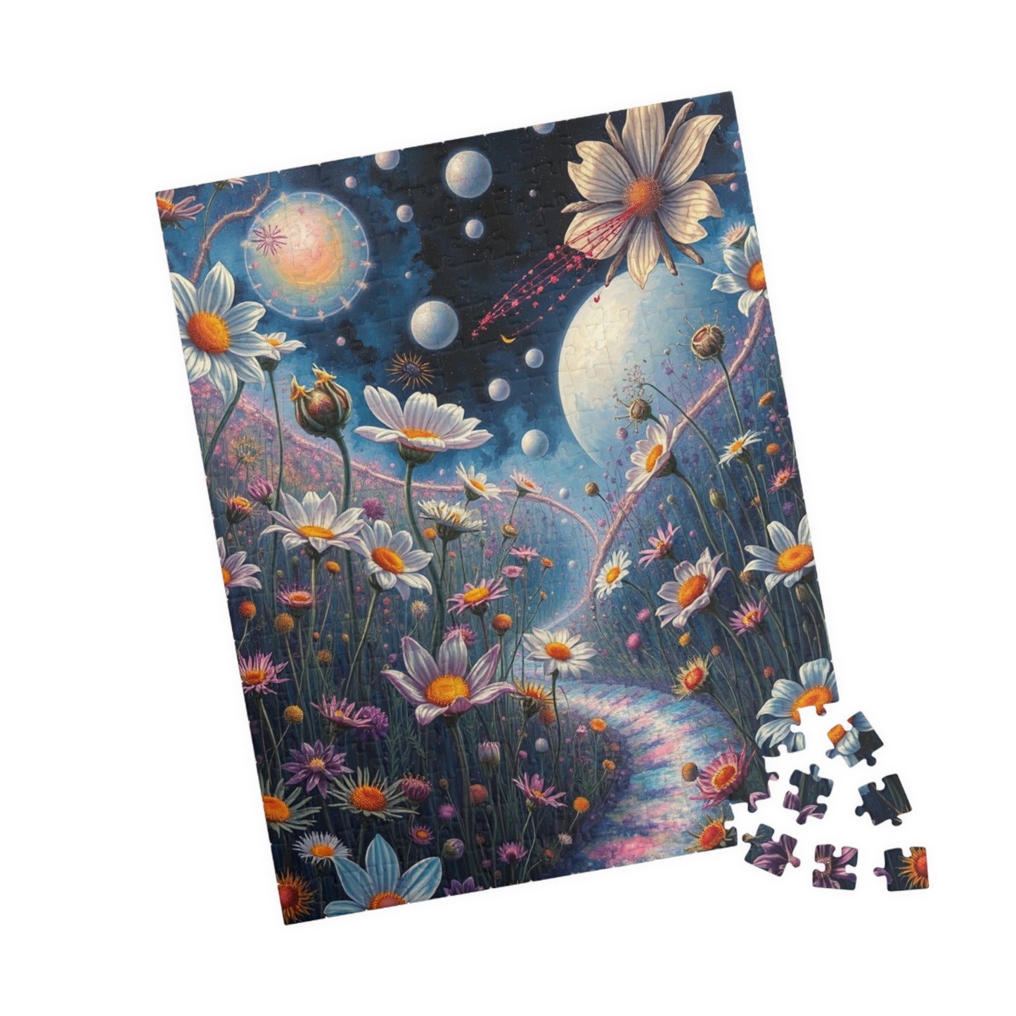 Wildflower Fantasy Puzzle, Surreal Floral Landscape Jigsaw Game for Adult, Mindfulness Activity Home Entertainment Puzzler Brain Teaser Gift Puzzle The Puzzle Chest