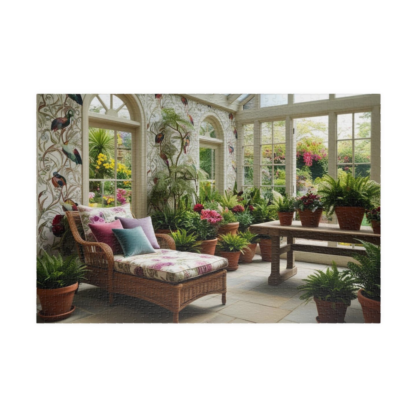 Vintage Sunroom Serenity Puzzle, Relaxing Adult Jigsaw Game for Family Bonding Activity or Solo Fun, Nature Scene, Puzzle Enthusiast Gift 1014 pcs (Horizontal) Puzzle The Puzzle Chest