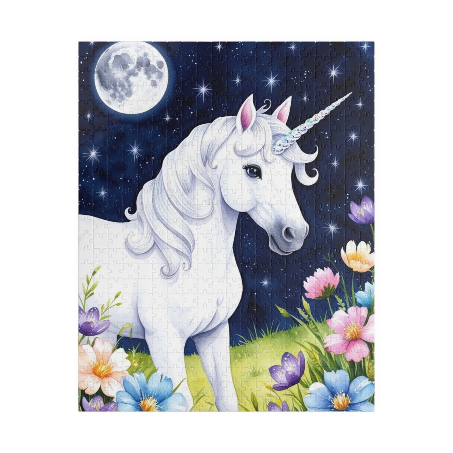 Beautiful Unicorn Puzzle, Mythical Creature Jigsaw, Moonlit Meadow Fantasy Floral Tabletop Game, Family Entertainment, Best Unique Gift Idea 520 pcs (Vertical) Puzzle The Puzzle Chest