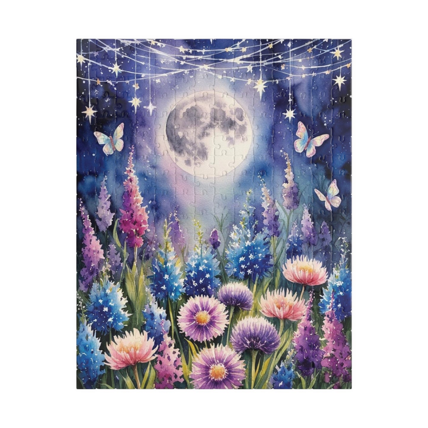 Wildflower Landscape Puzzle, Starry Night Jigsaw for Enthusiasts, Floral Puzzle Game for Nature Lovers, Mindfulness Activity 252 pcs (Vertical) Puzzle The Puzzle Chest