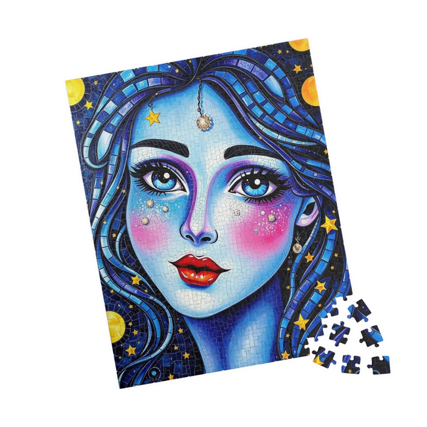 Mosaic Portrait Celestial Woman Puzzle | 110-1014 Piece Stars and Planets Jigsaw Game, Starry Night Artwork, Gift for Puzzle Lovers, Mindful Puzzle The Puzzle Chest
