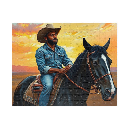 Black Cowboy Jigsaw Puzzle, Black Art African American Man Riding a Horse, Ideal for Solo Fun or Family Activity, Gift for Friends 252 pcs (Horizontal) Puzzle The Puzzle Chest