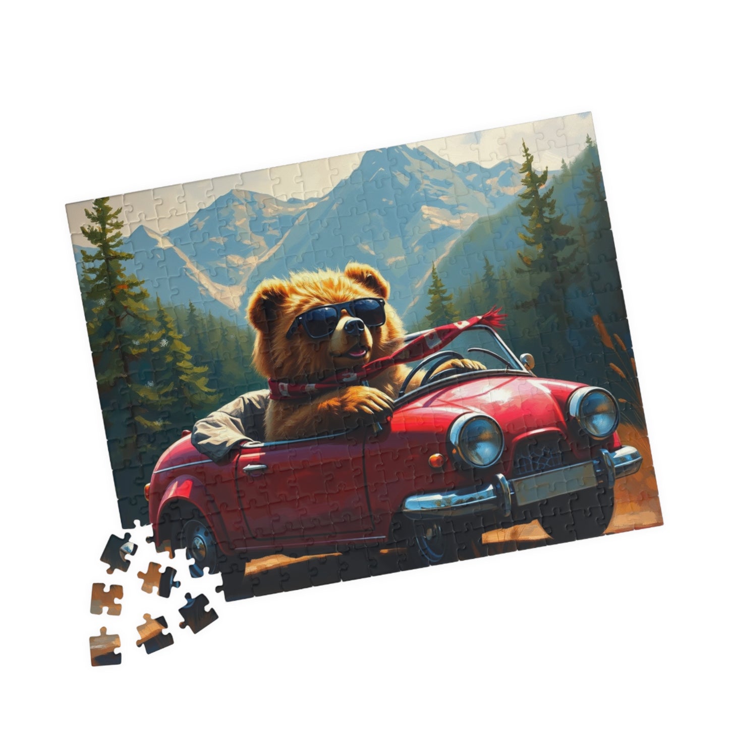 Adventurous Bear Jigsaw Puzzle for Adults, Fun Family Game Night, Mountain View Scenic Puzzle Artwork, Animal Lover Gift for Friend Puzzle The Puzzle Chest
