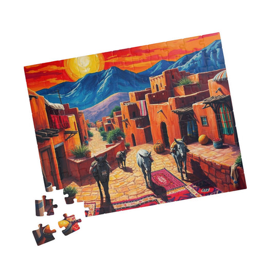Berber Village Puzzle with Atlas Mountains and Earthy Red Adobe Homes Puzzle The Puzzle Chest