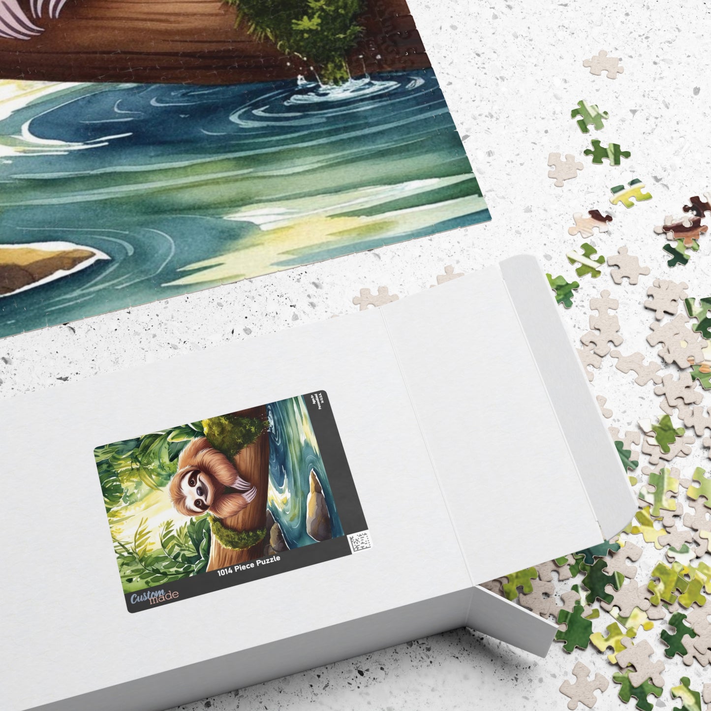 Jigsaw Puzzle, Relaxing Sloth Hanging Upside Down in Tropical Jungle, Puzzle for Nature Lovers, Rainforest Wildlife Game Night, Cute Puzzle The Puzzle Chest