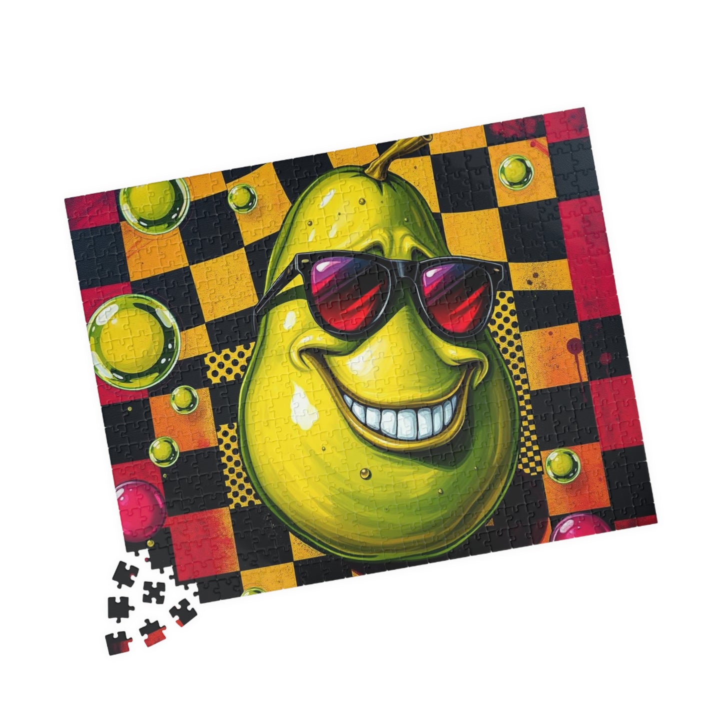 Avocado Pop Art Jigsaw Puzzle, 110, 252, 520, 1014-piece, Retro Funky Design, Checkerboard and Dots Puzzle, Unique Gift Idea, Fun Activity Puzzle The Puzzle Chest