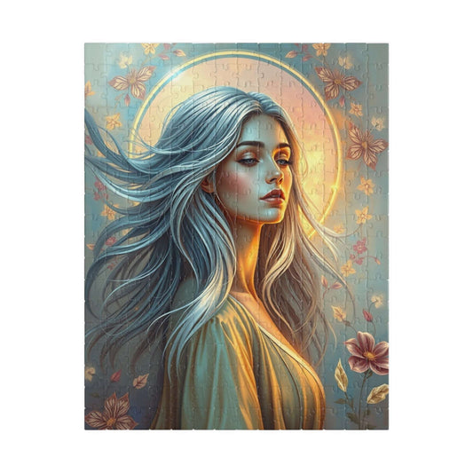 Beautiful Woman Portrait Jigsaw Puzzle, Elegant Art Floral Vintage Design, Romantic Decorative Scene for Puzzle Enthusiast, Best Unique Gift 252 pcs (Vertical) Puzzle The Puzzle Chest