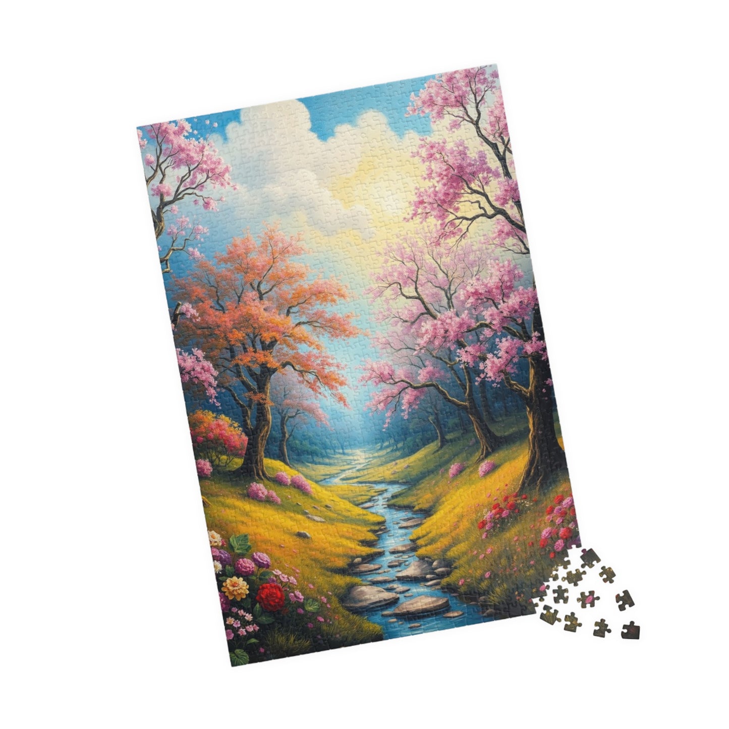 Puzzle, Spring Landscape with Colorful Trees Flowers and Greenery - 110-1014 Piece Jigsaw, Family Activity, Home Decor, Stress Relief, Gift Puzzle The Puzzle Chest