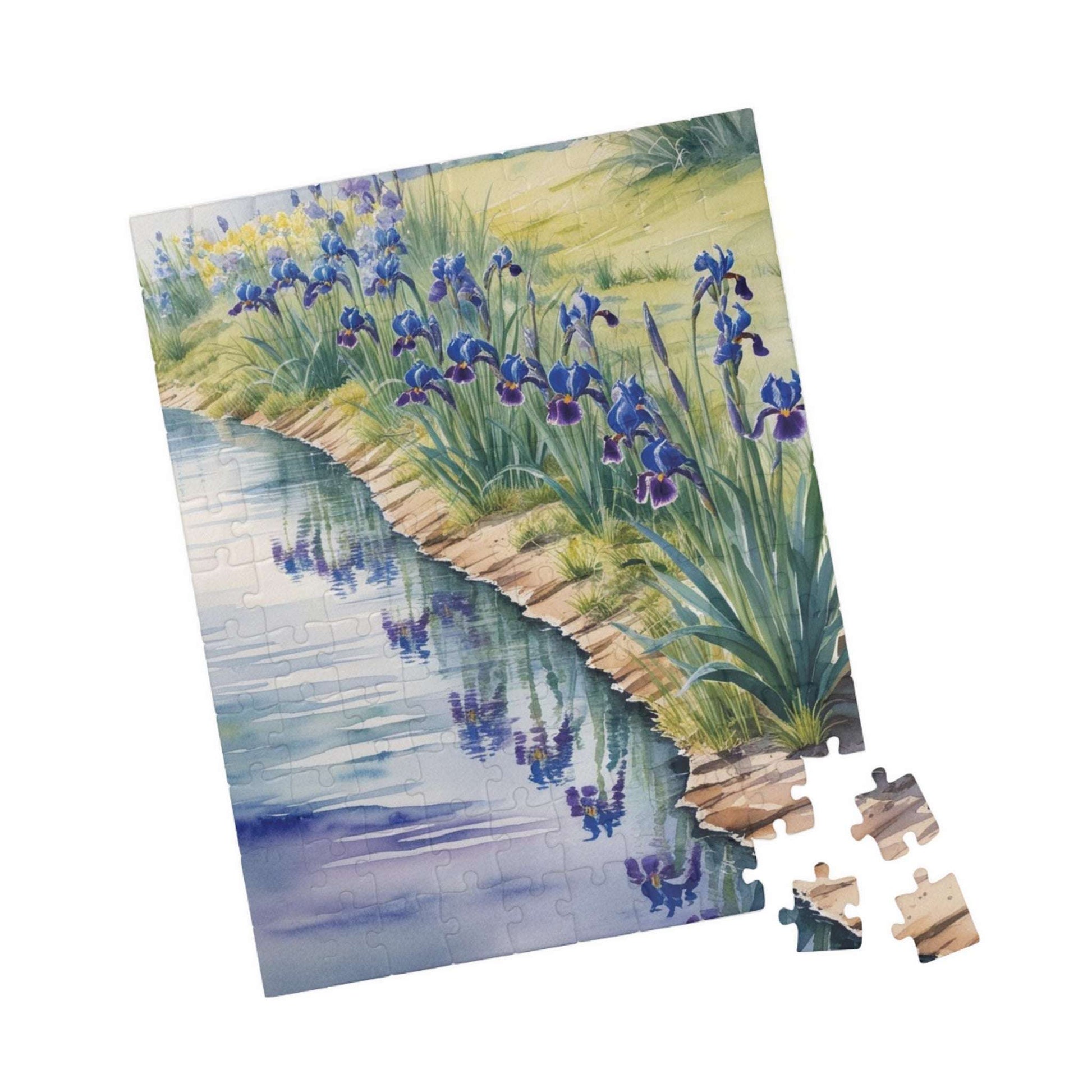 Wildflower Relaxing River Puzzle, Scenic Riverside with Bluebells and Irises in Reflection, Nature-Inspired Jigsaw Game, Puzzle Lover Gift Puzzle The Puzzle Chest