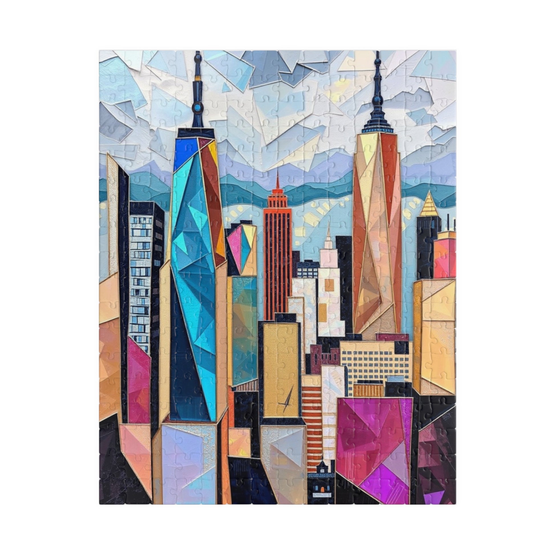 Abstract Cityscape Jigsaw Puzzle - Geometric Shapes Iridescent Colors 252 pcs (Vertical) Puzzle The Puzzle Chest
