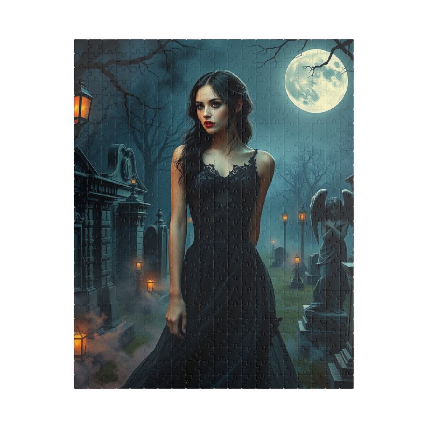Gothic Moonlit Puzzle, Dark Fantasy Art, Spooky Decor, Halloween Gift for Puzzle Loving Friends, Family Activity, Unique Home Entertainment 520 pcs (Vertical) Puzzle The Puzzle Chest