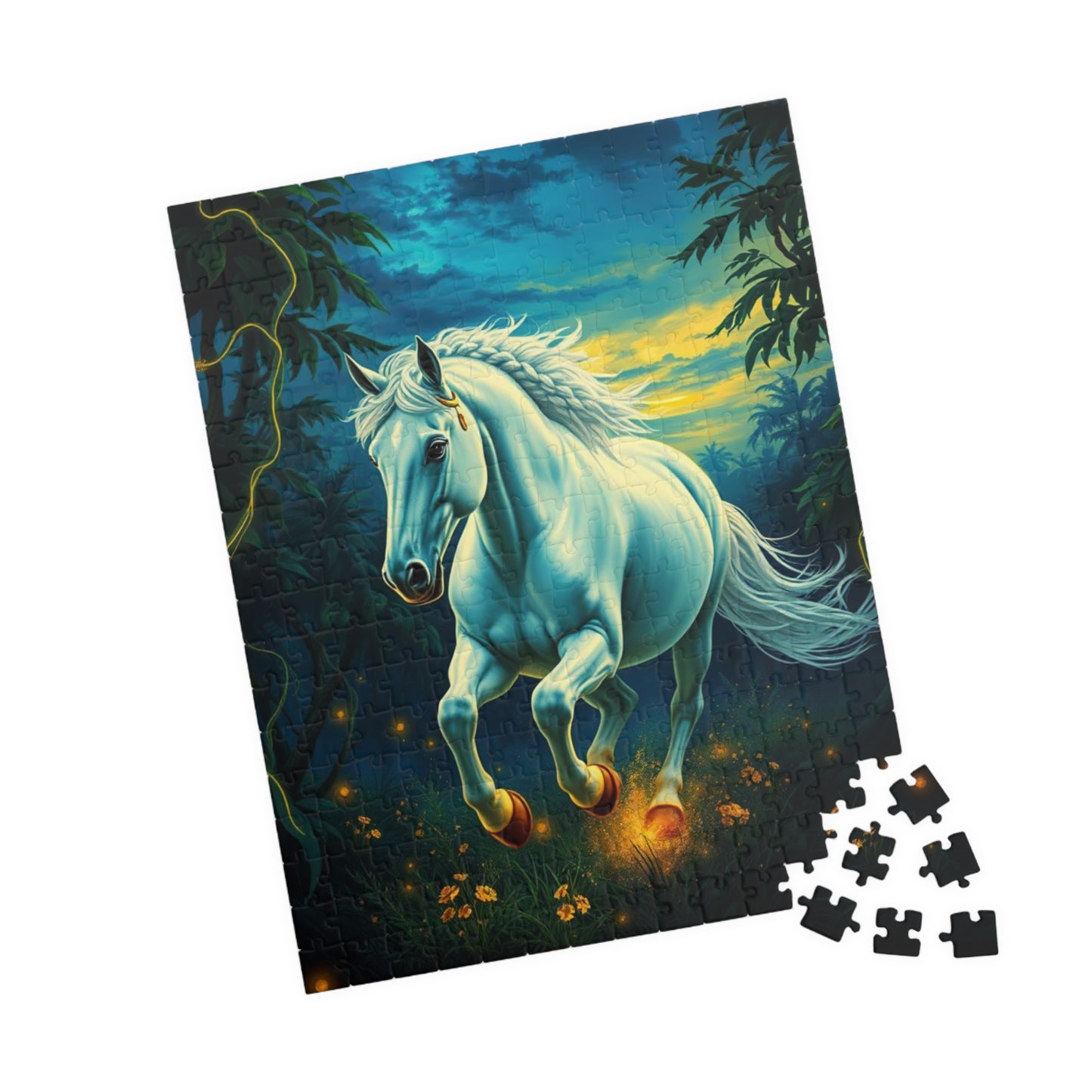 White Horse Jigsaw Puzzle, Equestrian Birthday Holiday Gift for Horse Lover, Family Game Night, Solo Fun, Relaxing Hobby, Mindful Activity Puzzle The Puzzle Chest