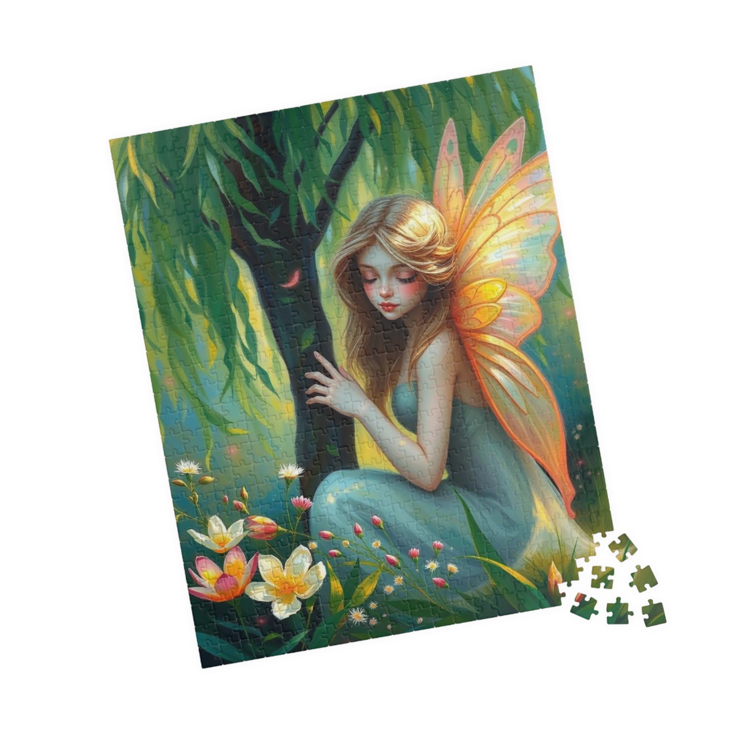 Fairy Under the Willow Jigsaw Puzzle - Enchanting Spring Garden Scene, Perfect for Adult Puzzle Lover, Gift for Friends, Family or Solo Fun