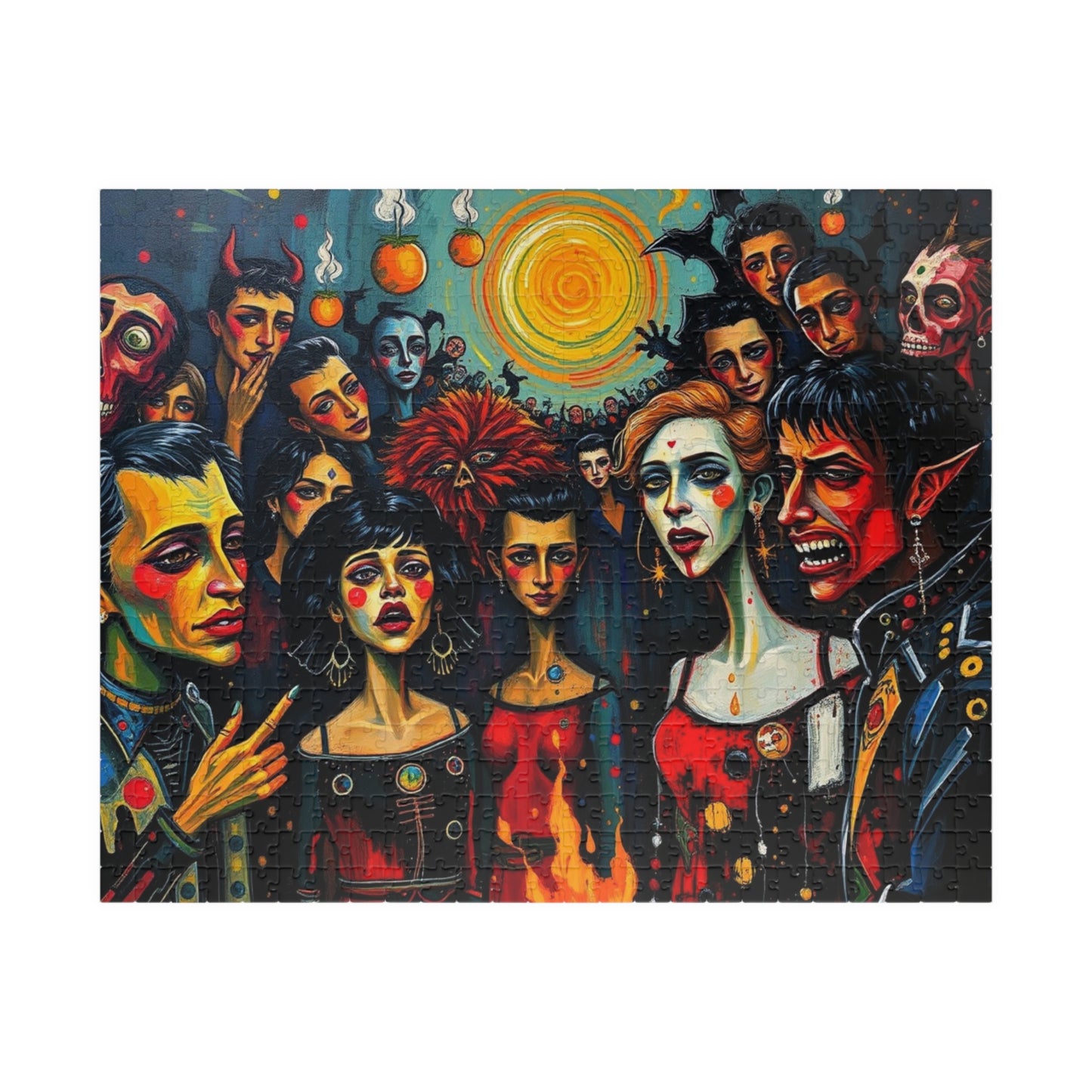 Artistic Halloween-Themed Puzzle, Colorful Character Collage, Perfect for Family Game Night or Solo Fun, Halloween Gift for Puzzle Lover 520 pcs (Horizontal) Puzzle The Puzzle Chest