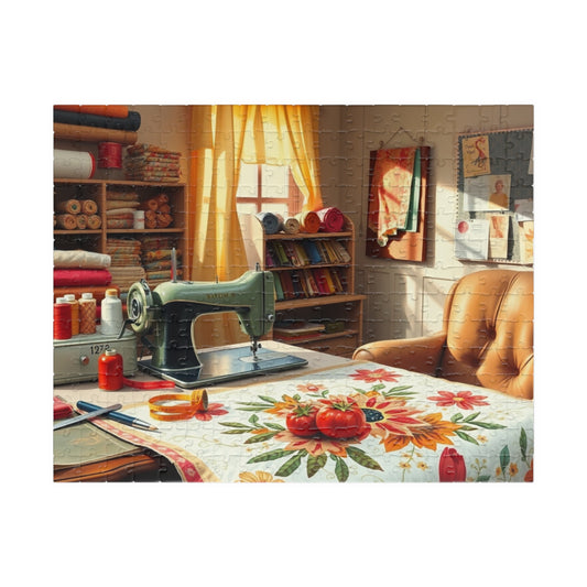 Charming Sewing Studio Jigsaw Puzzle, Craft Room Crafting Essentials, Relaxing Hobby Activity, Mindfulness Gift, Stay at Home Entertainment 252 pcs (Horizontal) Puzzle The Puzzle Chest