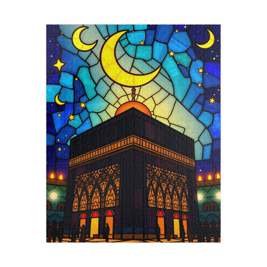 Kaaba at Night Puzzle, Stained Glass Style, Famous Historical Islamic Landmark, Family Friendly Game, Puzzle Lover Faith-Based Gift Puzzle The Puzzle Chest