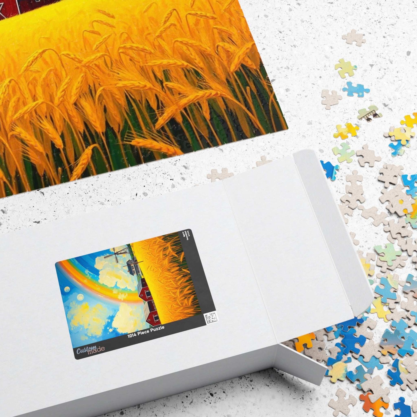 Scenic Farmhouse Puzzle, 110-1014 Piece Jigsaw, Vibrant Rainbow Landscape, Gift for Nature Lovers, Family Fun Activity Puzzle The Puzzle Chest