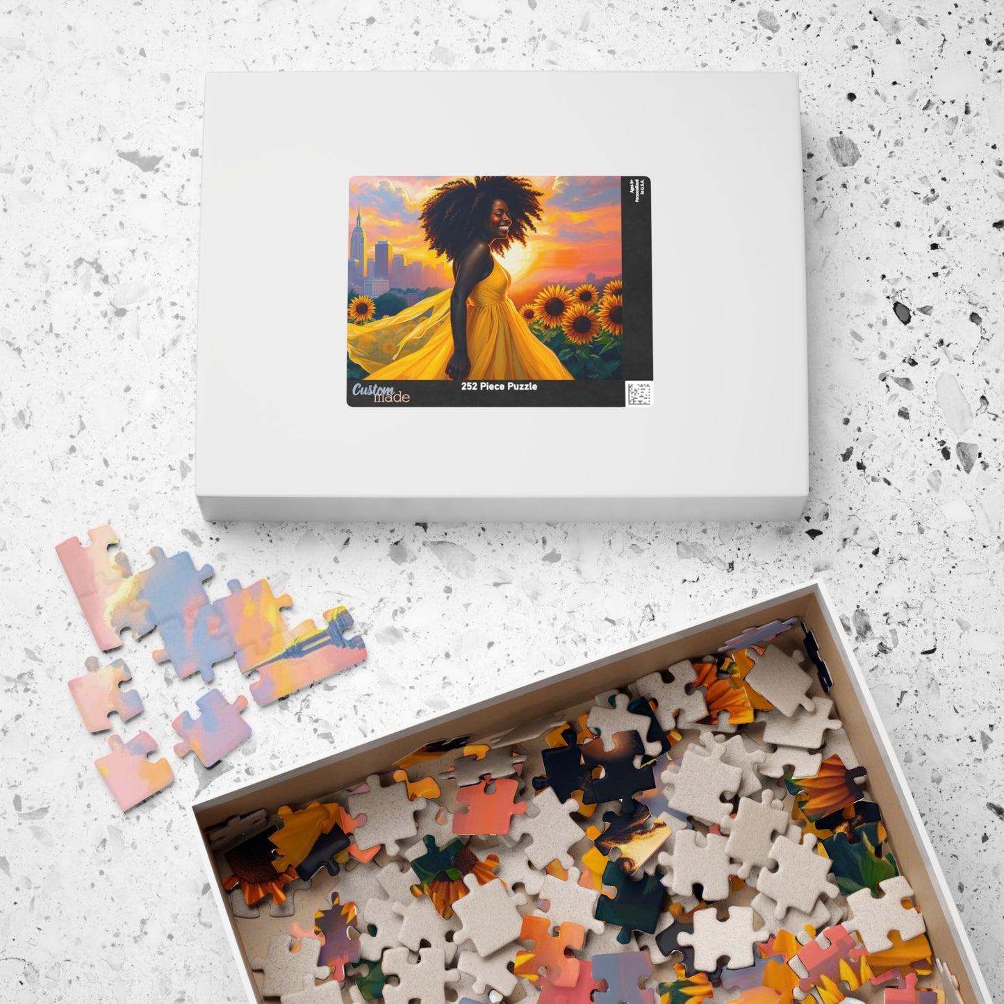 Sunflower Dreamer Puzzle, Black Woman Art Jigsaw Game for Family Fun, Home Entertainment, Gift for Puzzle Lover, Brain Teaser Puzzle The Puzzle Chest