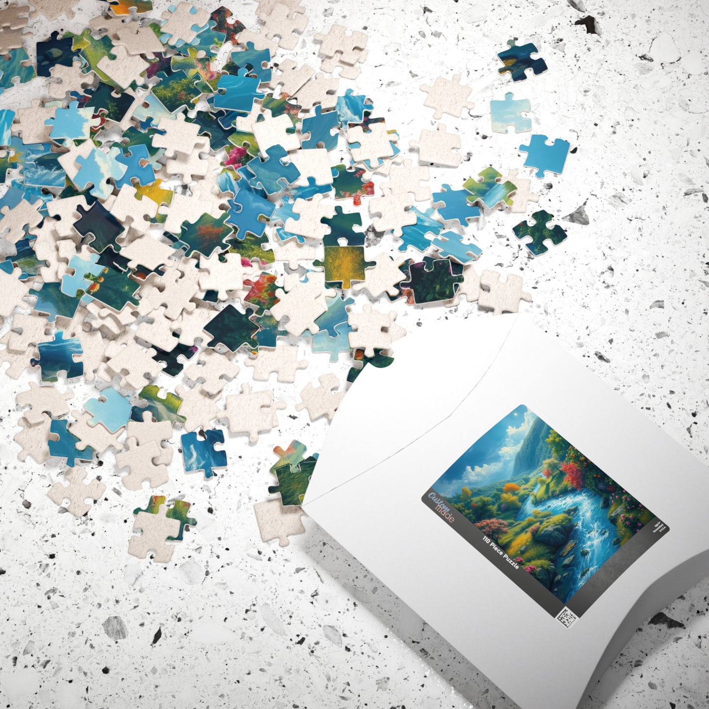 Mystical River Valley Jigsaw Puzzle, Fantasy Landscape with Vibrant Trees and Flowers, Ethereal Scene of Nature's Beauty and Tranquility Puzzle The Puzzle Chest