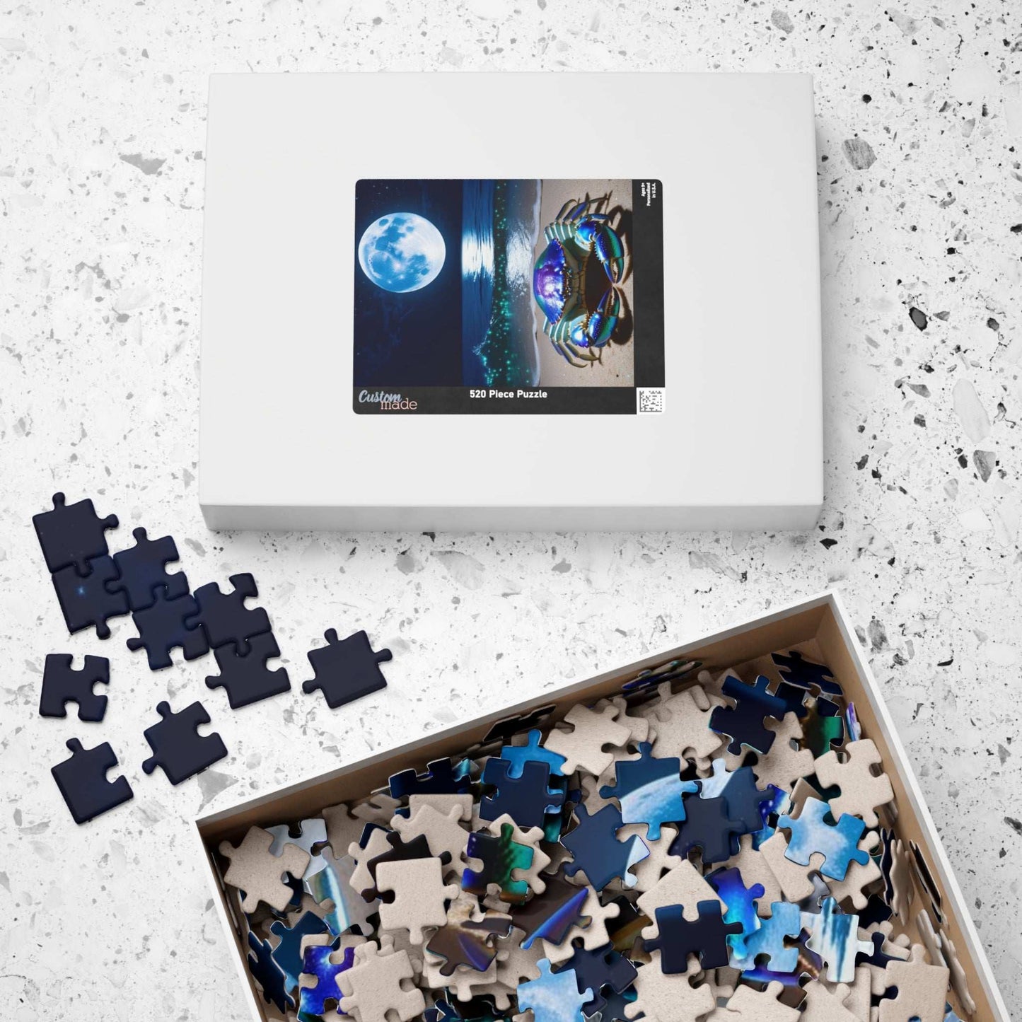 Magical Ocean Crab Jigsaw Puzzle, Cancer Zodiac Sign Game for Adults, Moonlight Beach Scene, Gift for Astrology Lover, Family Game Night Puzzle The Puzzle Chest
