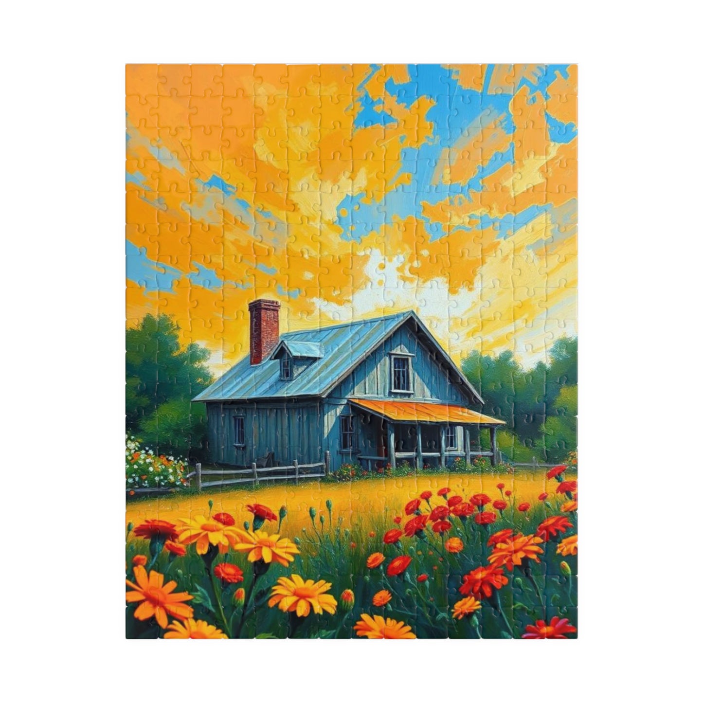 Sunset Bloom Farmhouse Puzzle – 1000 Piece Jigsaw, Rustic House and Garden Scene, Summer Puzzle for Adults, Country Home Decor Gift Idea 252 pcs (Vertical) Puzzle The Puzzle Chest