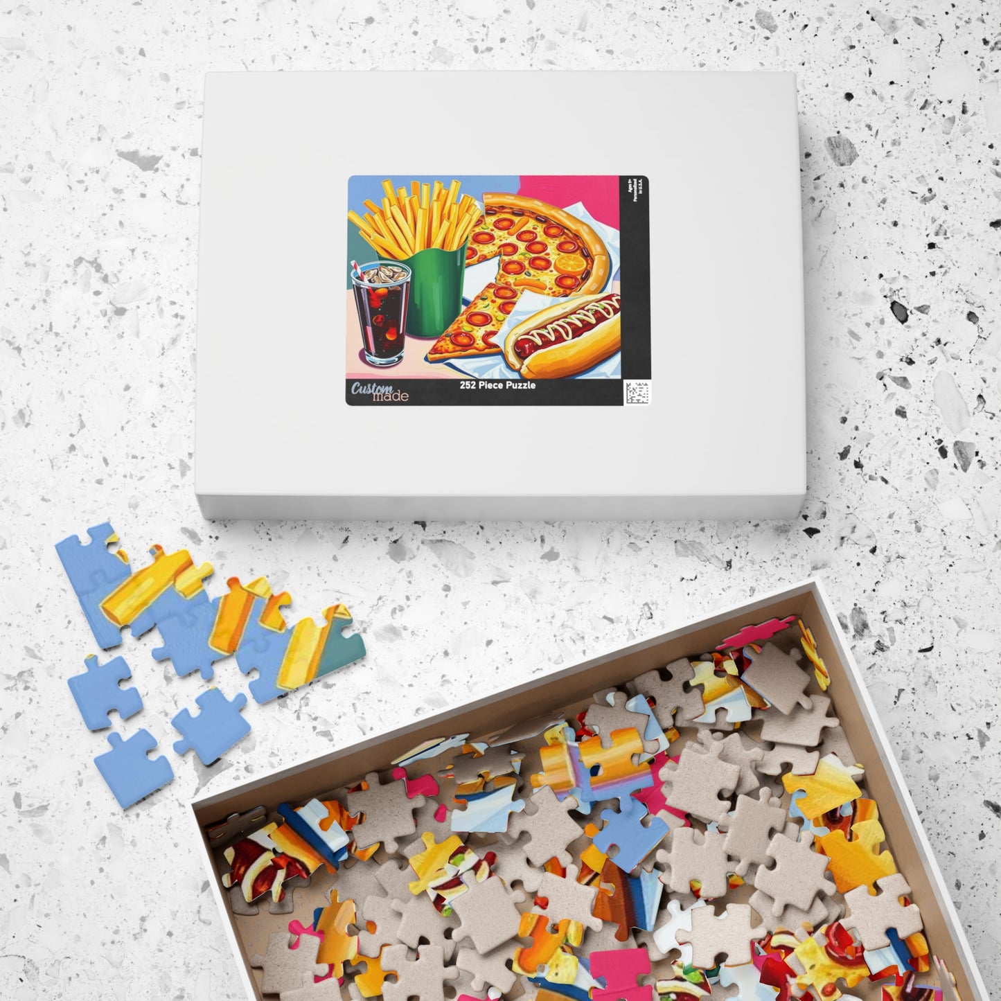 Fast Food Fun Puzzle - Pop Art Jigsaw Game Adult Gift for Food Lovers, Family Game Night, Unique Home Entertainment Puzzle The Puzzle Chest