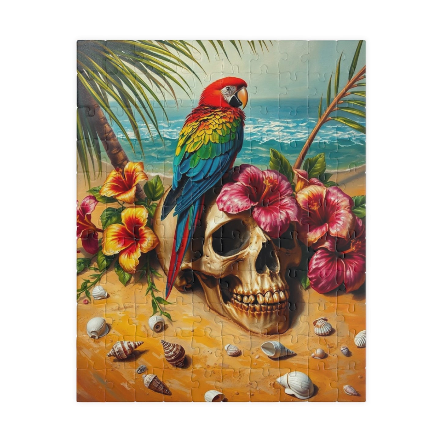 Colorful Parrot Skull Puzzle, Fun Nature Theme Jigsaw Game for Adults, Family Game Night, Beach Lover and Puzzle Enthusiast Holiday Gift 110 pcs (Vertical) Puzzle The Puzzle Chest