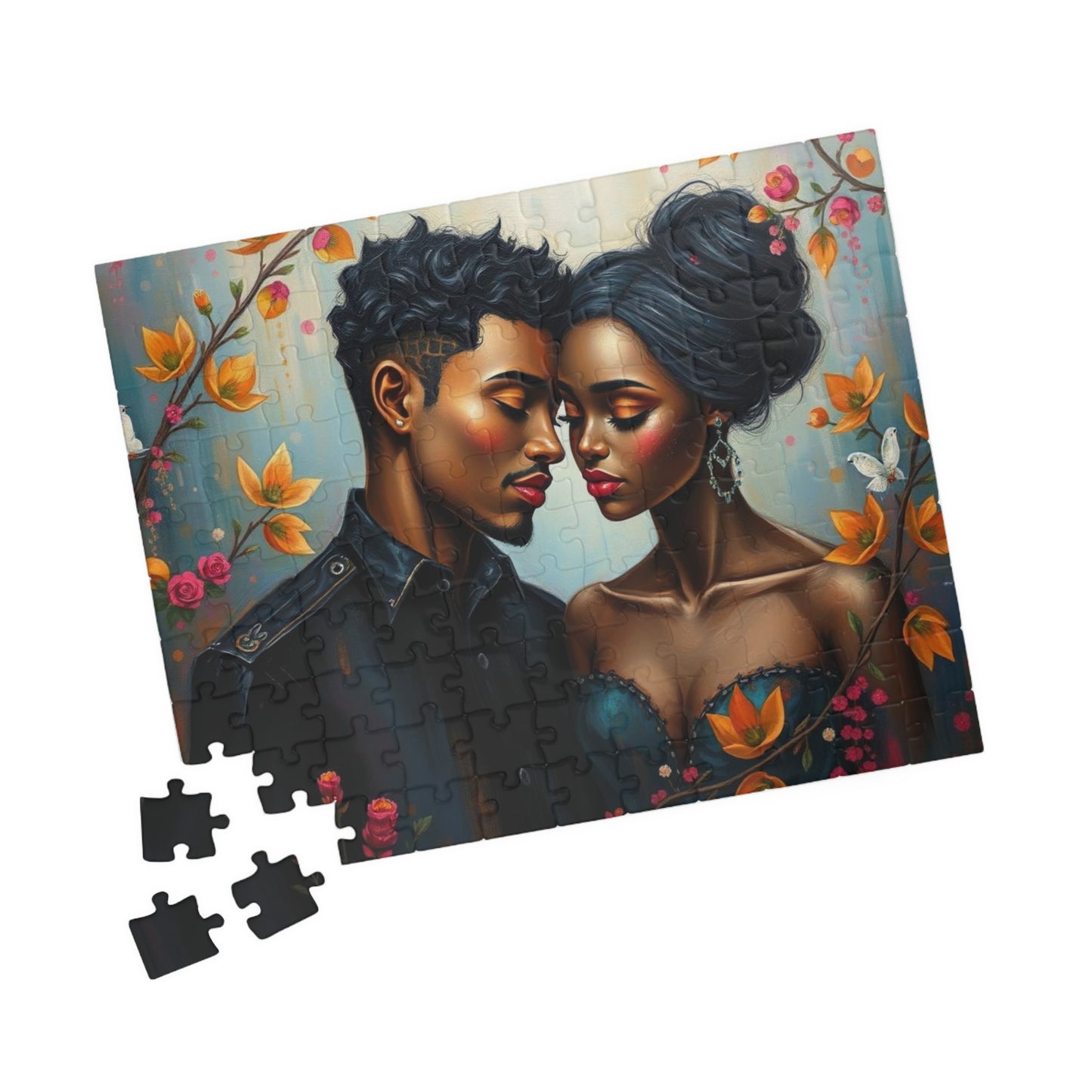 African American Couple Embracing Jigsaw Puzzle, Afrocentric Puzzle Lover Gift Best for Friends, Fun Family Game Night, Creative Hobby, Brain Teaser Puzzle The Puzzle Chest