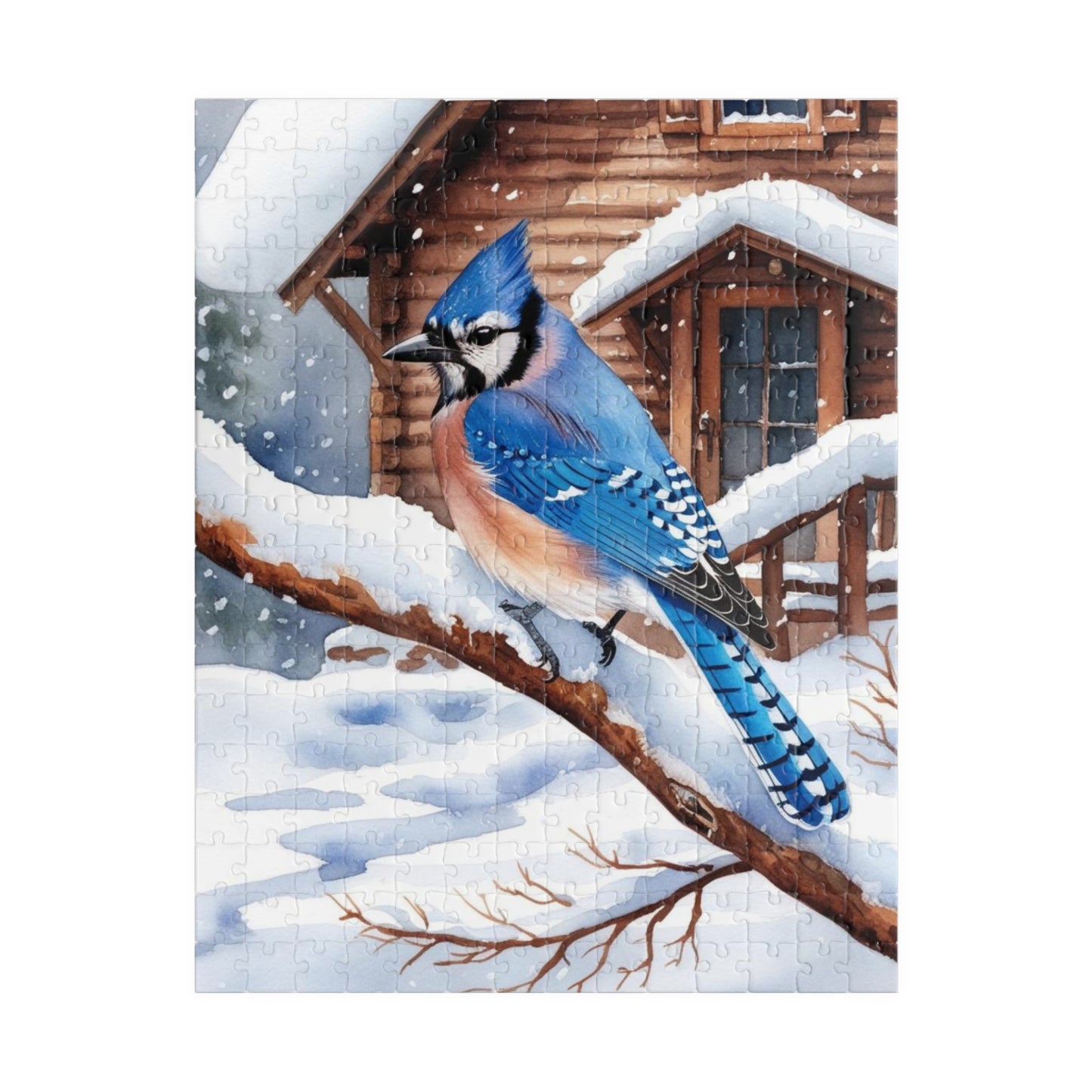 Jigsaw Puzzle, Blue Jay Perched on Branch Against Snow, 110 252 520 1014-Piece, Fun Family Activity, Relaxing Hobby, Christmas Gift, Winter 252 pcs (Vertical) Puzzle The Puzzle Chest
