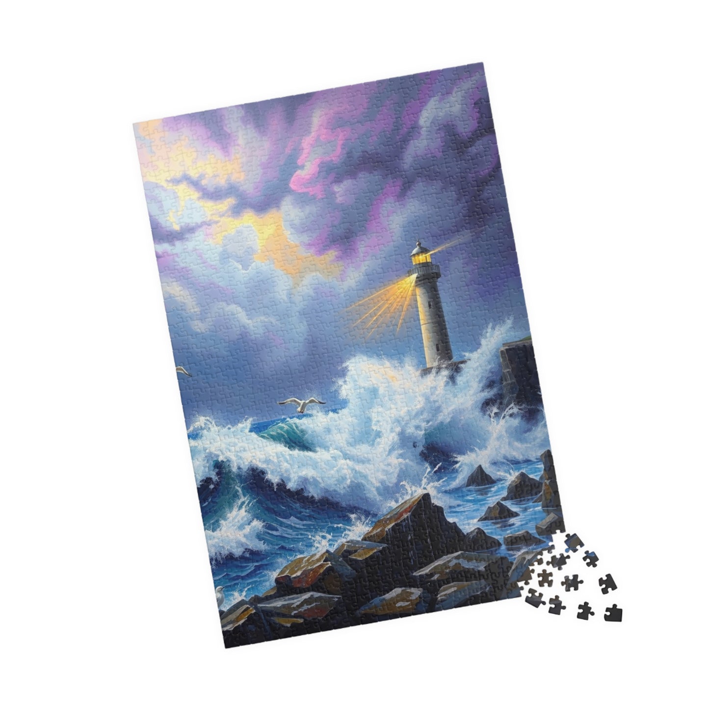 Lighthouse Waves Puzzle - 110, 252, 520, 1014-piece | Relaxation, Family Fun, Gift Idea, Coastal Home Decor 1014 pcs (Vertical) Puzzle The Puzzle Chest