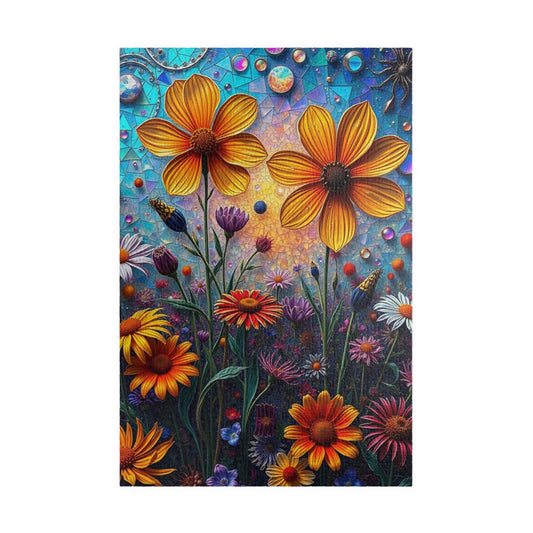 Colorful Floral Mosaic Puzzle - 110, 252, 520, 1014-piece | Flower Lover Gift, Family Bonding Activity, Puzzle Game Night, Frameable Art 1014 pcs (Vertical) Puzzle The Puzzle Chest