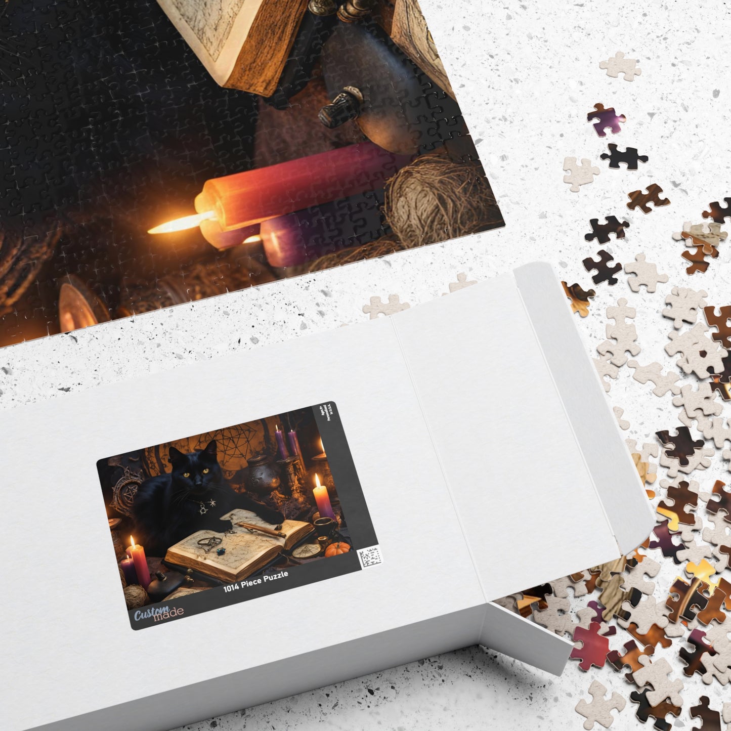 Mystical Black Cat Puzzle, Witch's Familiar and Ancient Spellbook Jigsaw Game, Entertaining Hobby, Mindful Gift for Dark Art Puzzle Lover Puzzle The Puzzle Chest