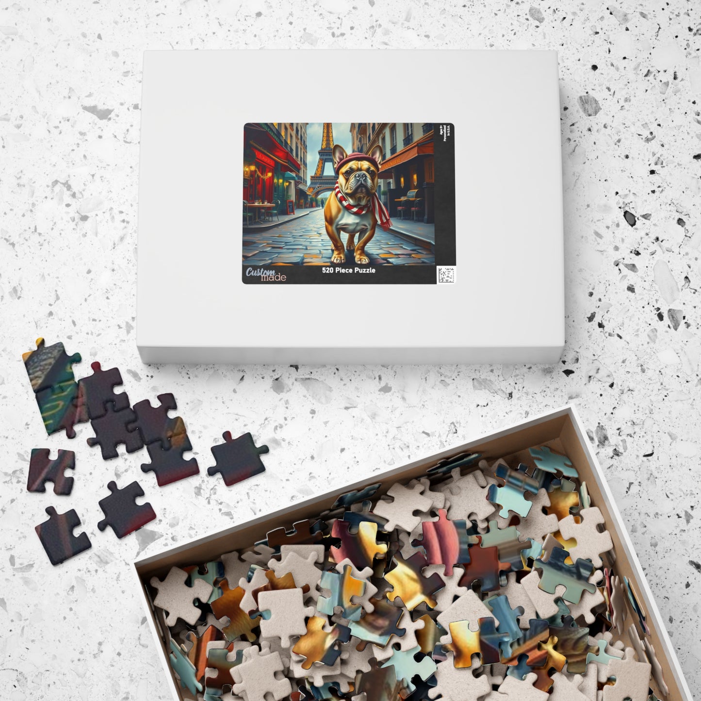 Eiffel Tower Dog Puzzle - French Bulldog, Pet Lover Gift for Friend Holiday or Birthday, Family Fun Home Entertainment, Hobby, Brain Teaser Puzzle The Puzzle Chest