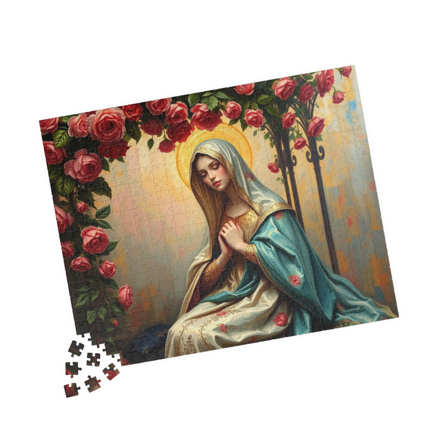 Floral Virgin Mary Jigsaw Puzzle - 110/252/520/1014 pieces, Art Puzzle, Religious Gift, Home Decor, Family Activity, Gift for Holidays Puzzle The Puzzle Chest