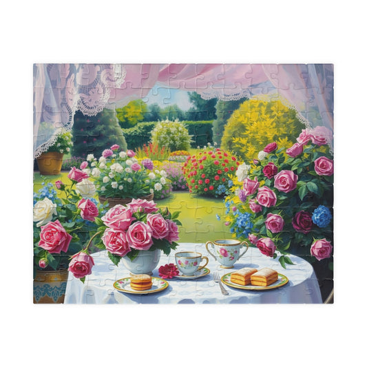 Charming Garden Scene Puzzle, Floral Flower Jigsaw Game, Creative Family Activity, Friend Gift for Garden Lover, Brain Teaser for Seniors 110 pcs (Horizontal) Puzzle The Puzzle Chest