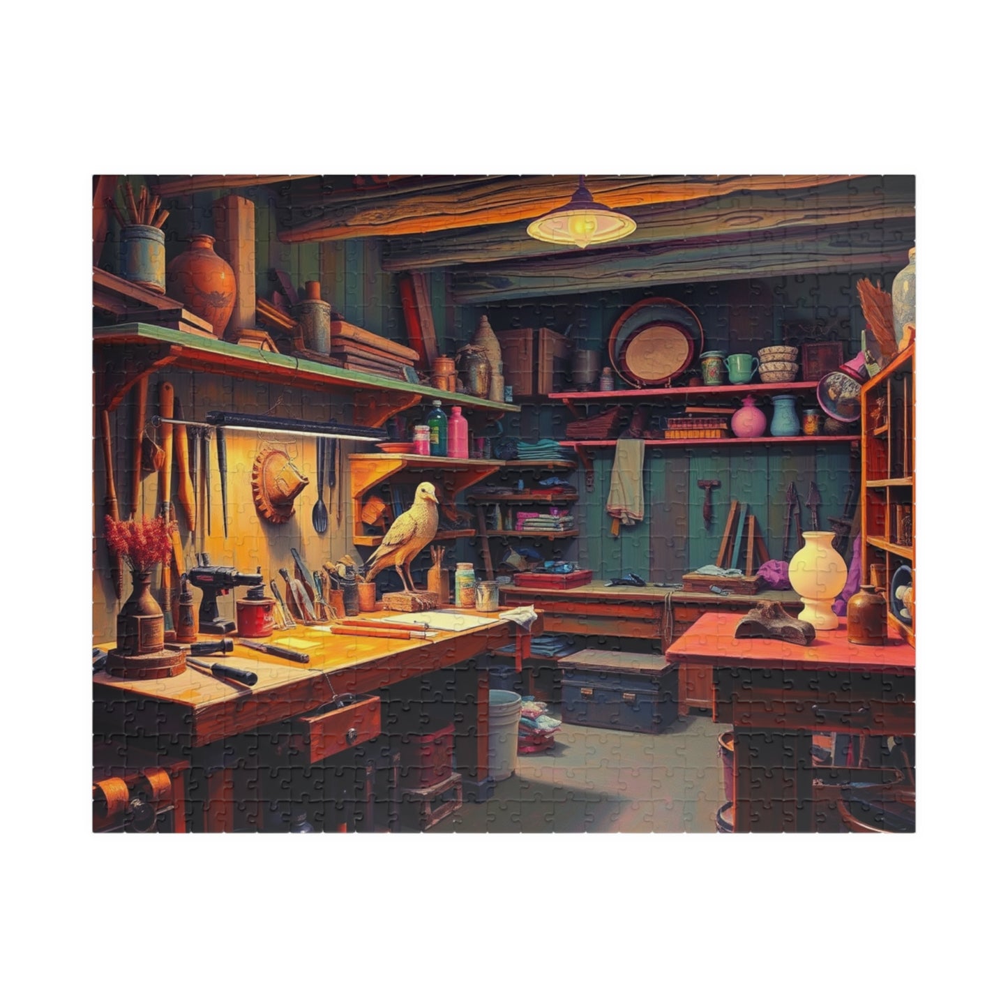 Woodworking Workshop Puzzle, Jigsaw Game for Adults Teens and Seniors, 110/252/520/1014-Piece, Entertaining Staycation Pastime, Mindful Gift 520 pcs (Horizontal) Puzzle The Puzzle Chest