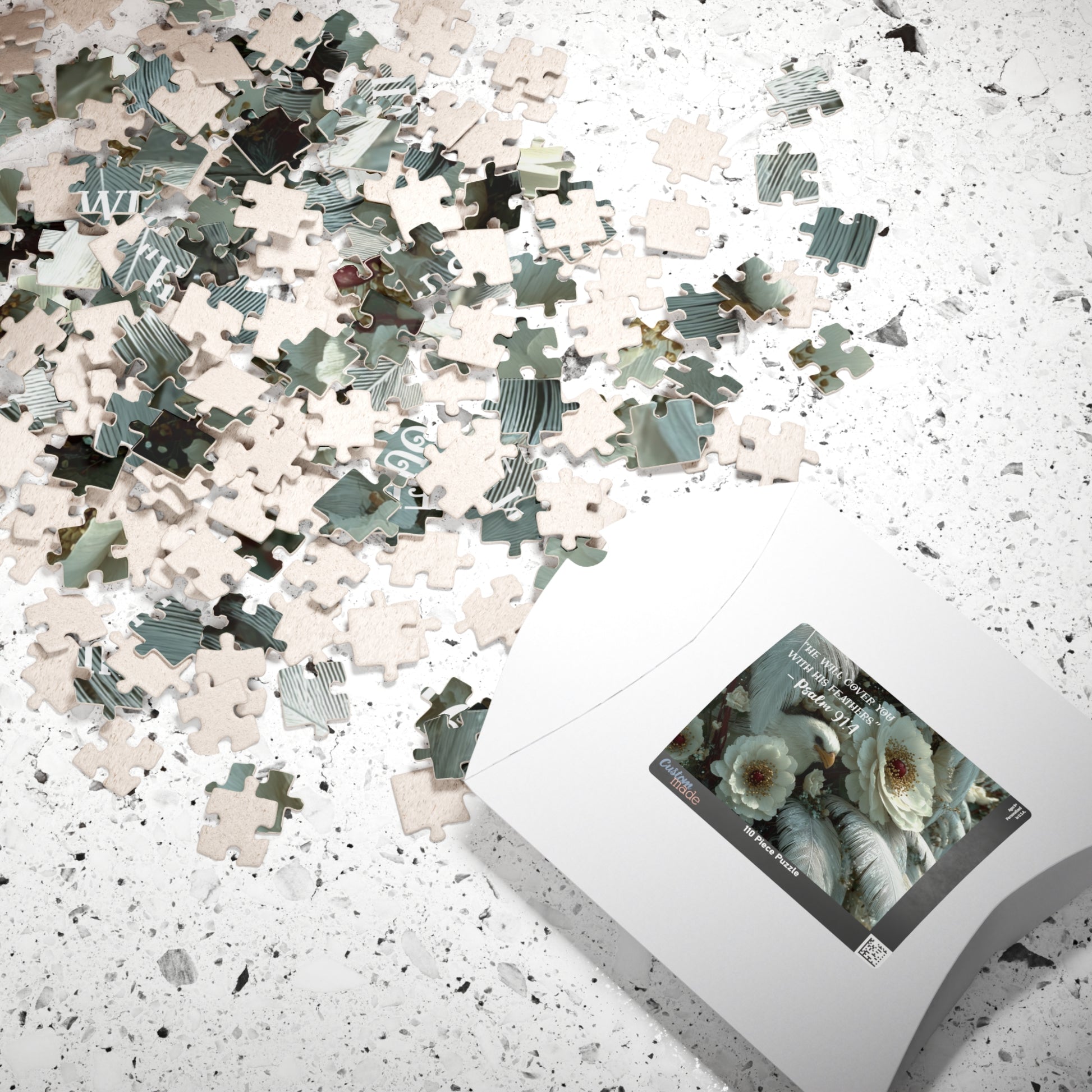 Under His Wings - Divine Shelter Jigsaw Puzzle, Religious Christian Faith-Based Game, Biblical Quote Psalm 91:4, Inspirational Gift Puzzle The Puzzle Chest