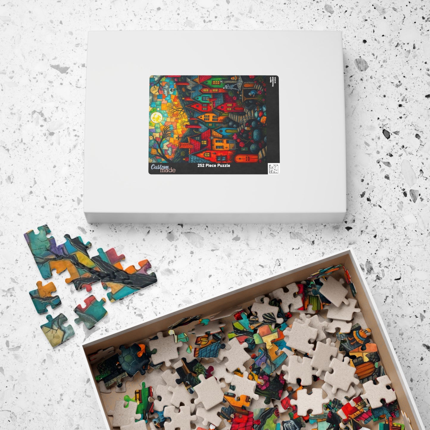 Colorful Halloween Village Jigsaw Puzzle - 110, 252, 520, 1014 Pieces, Cozy Home Decor, Fun Family Activity, Unique Gift Idea The Puzzle Chest